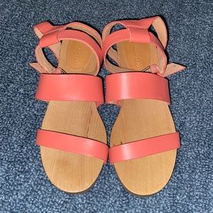 Madewell woman’s wood bottom leather heels size 6